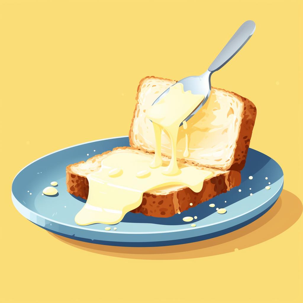 Butter being spread on a slice of sourdough bread
