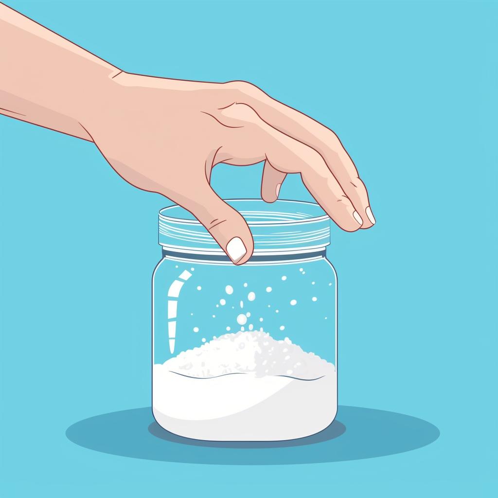 Hands adding flour and water to the jar