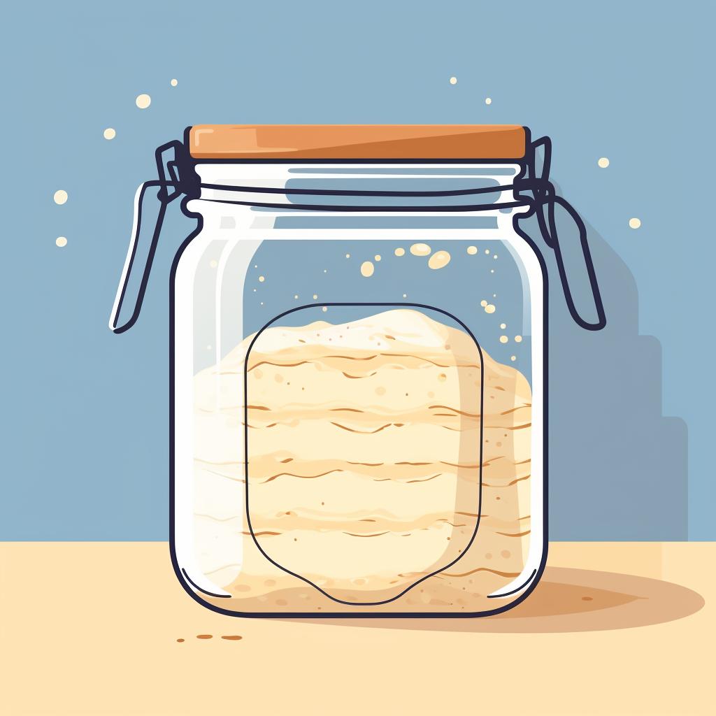 Bubbly sourdough starter in a glass jar
