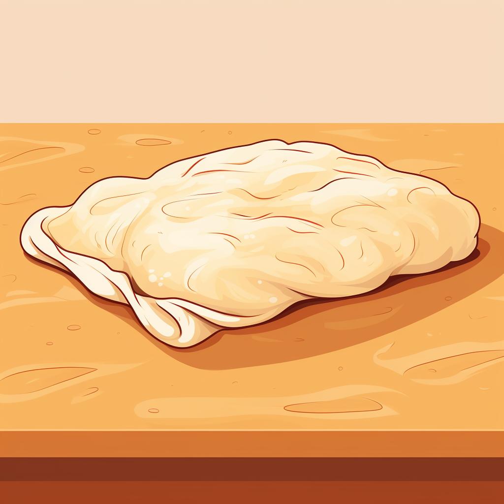 Dough covered with a cloth and resting on a countertop
