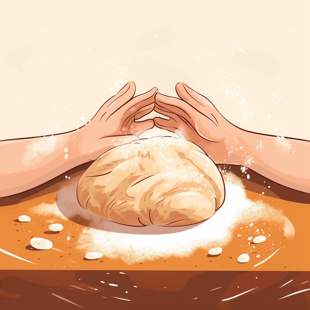 Hands shaping the gluten-free sourdough dough into a loaf
