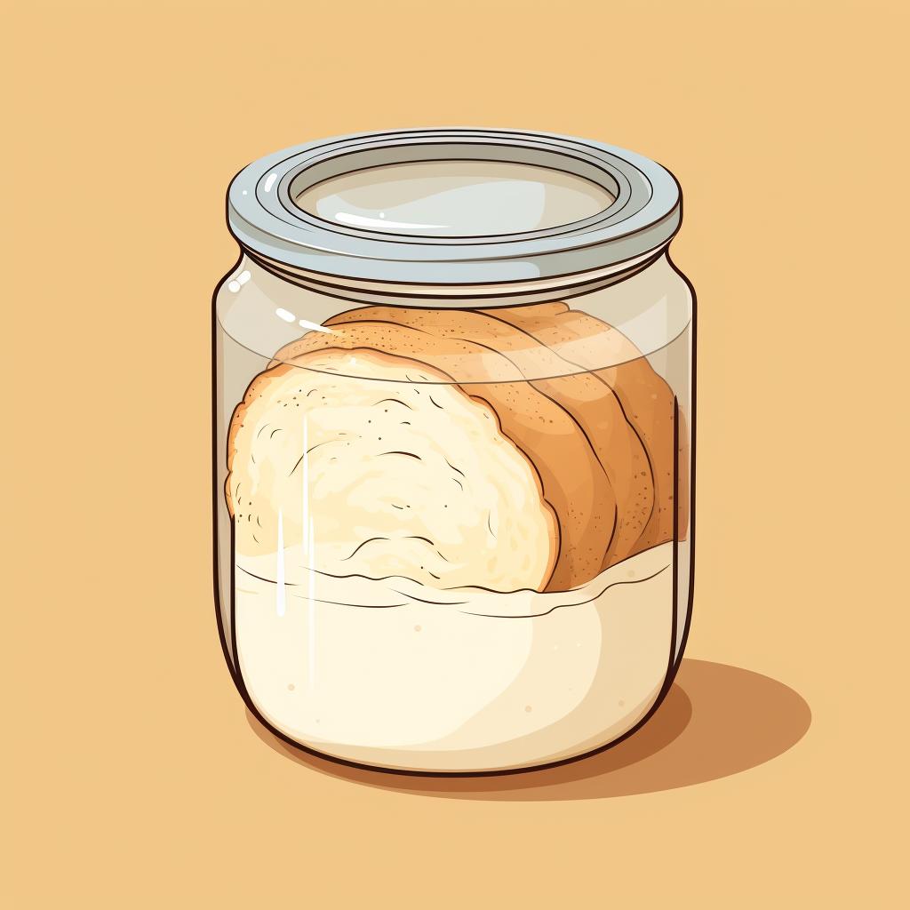 A glass container with sourdough starter