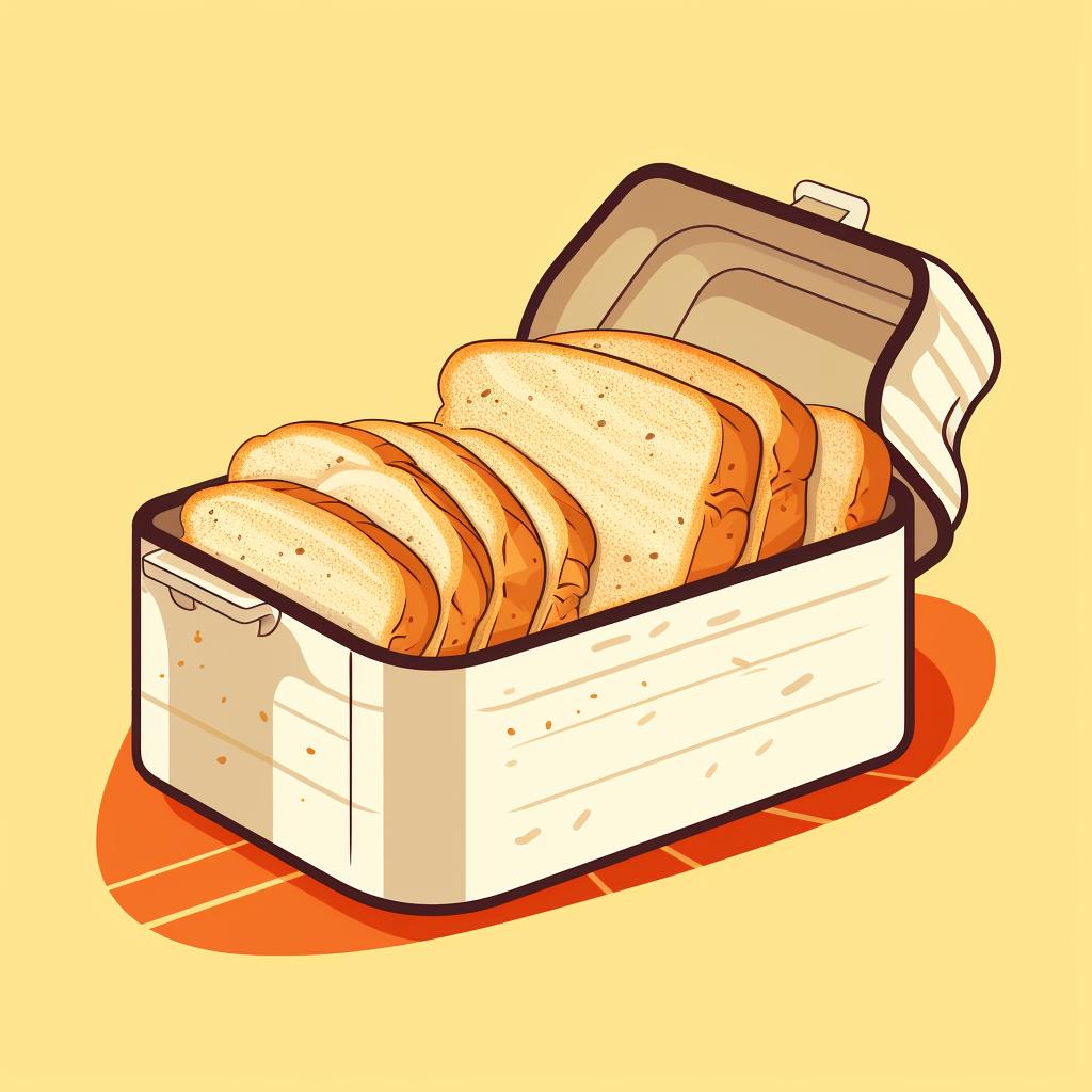 Sourdough bread slices stored in a bread box