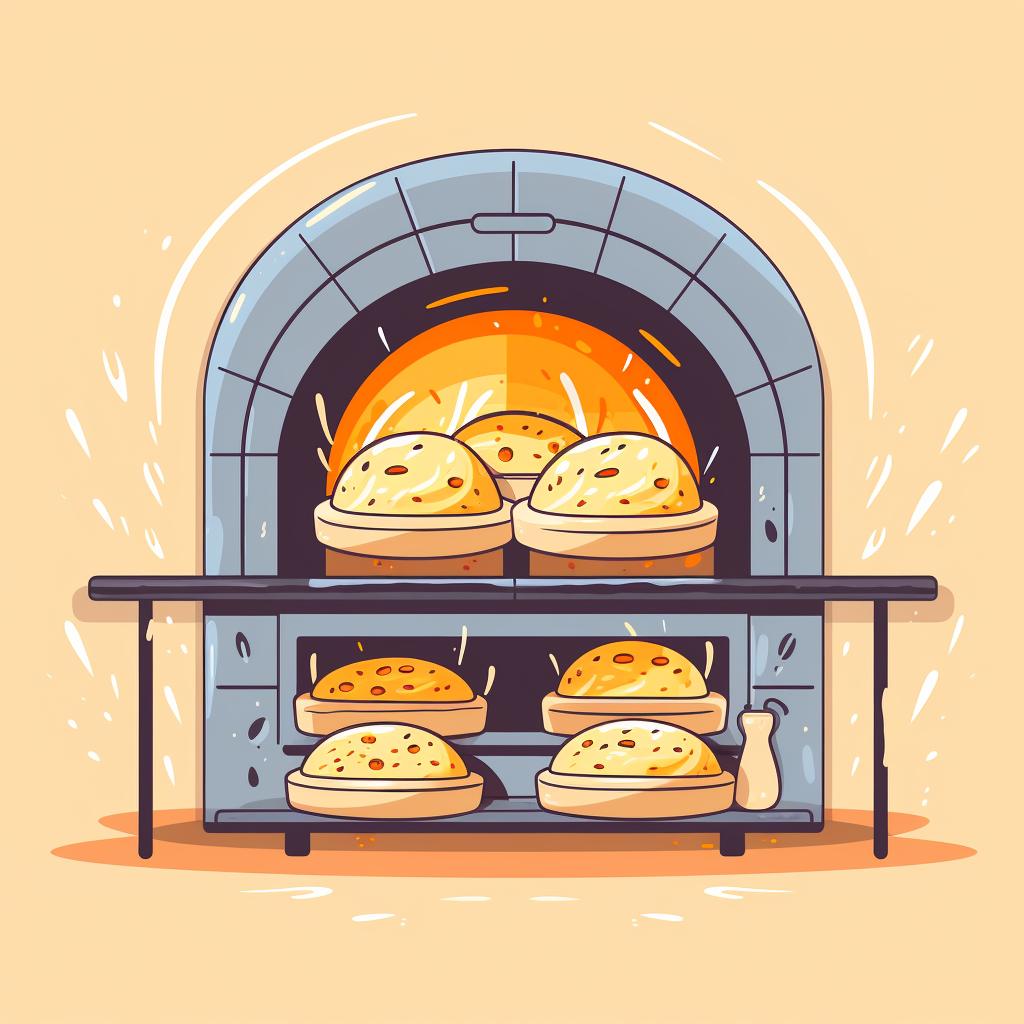Sourdough bread baking in an oven