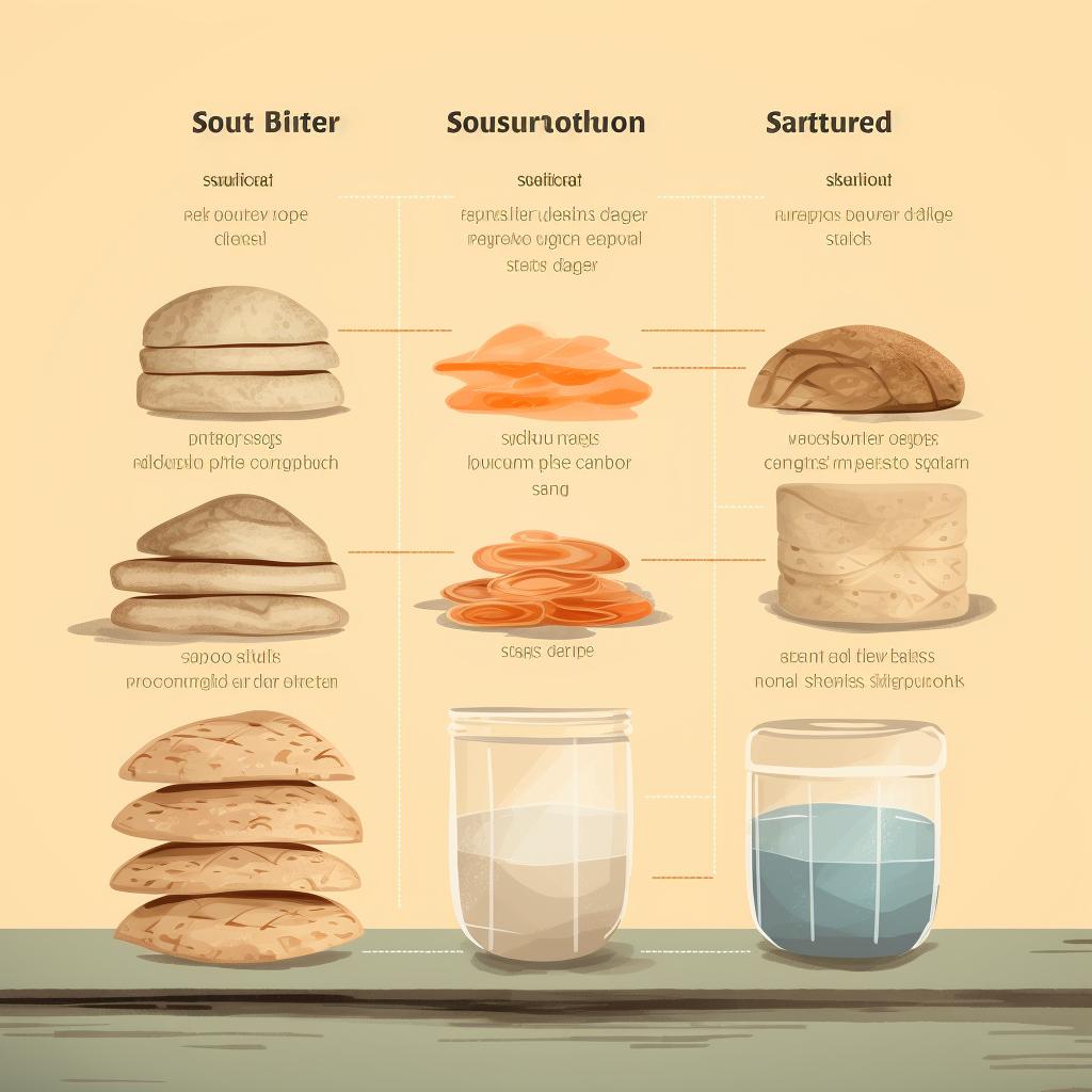A chart showing the effects of different hydration levels on sourdough starter.