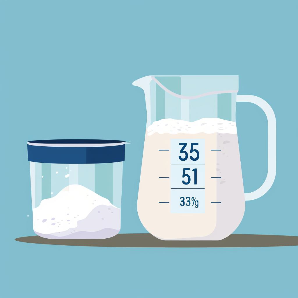 A measuring cup with water and a flour bag with a '65-70% hydration' label