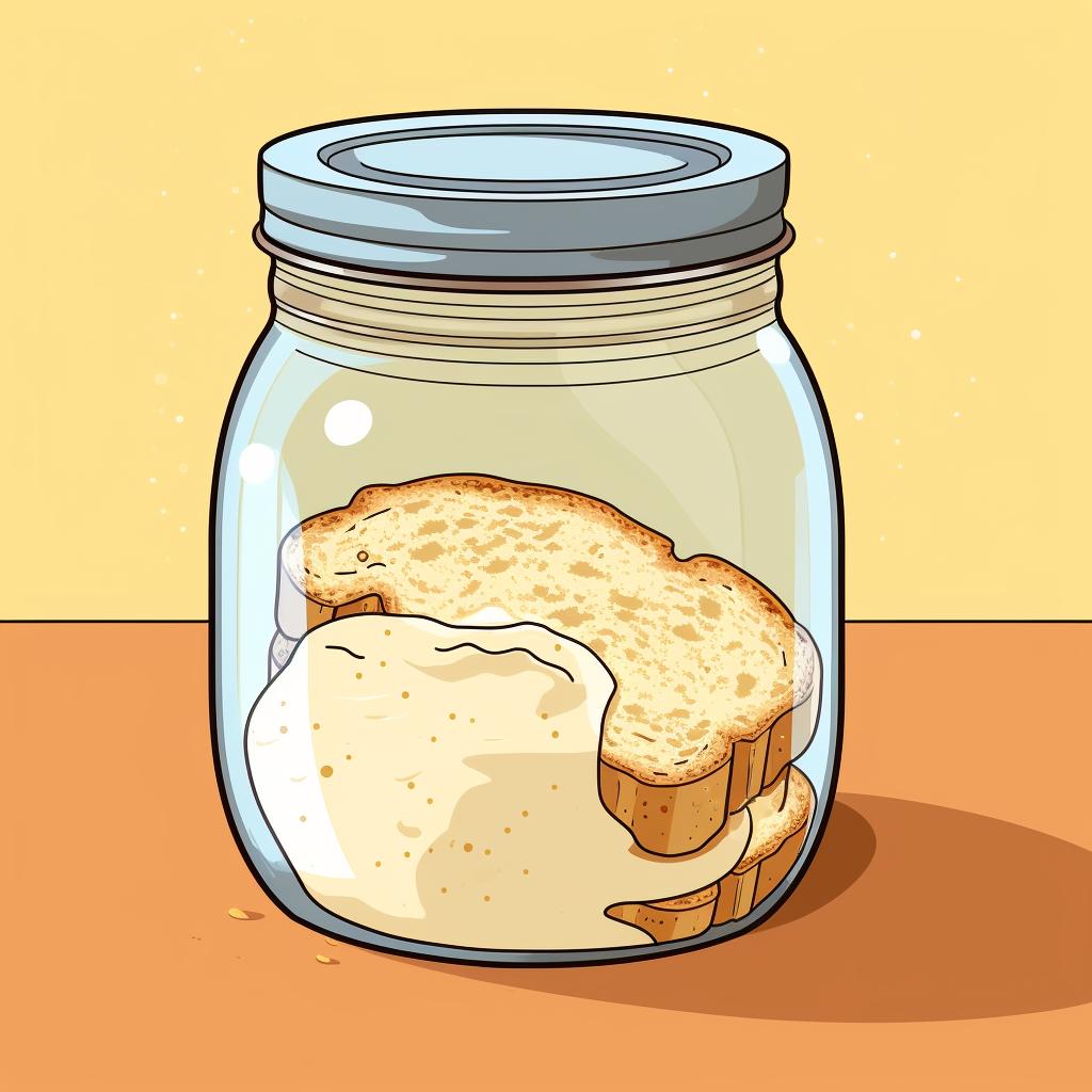 A bubbly and active sourdough starter in a jar.